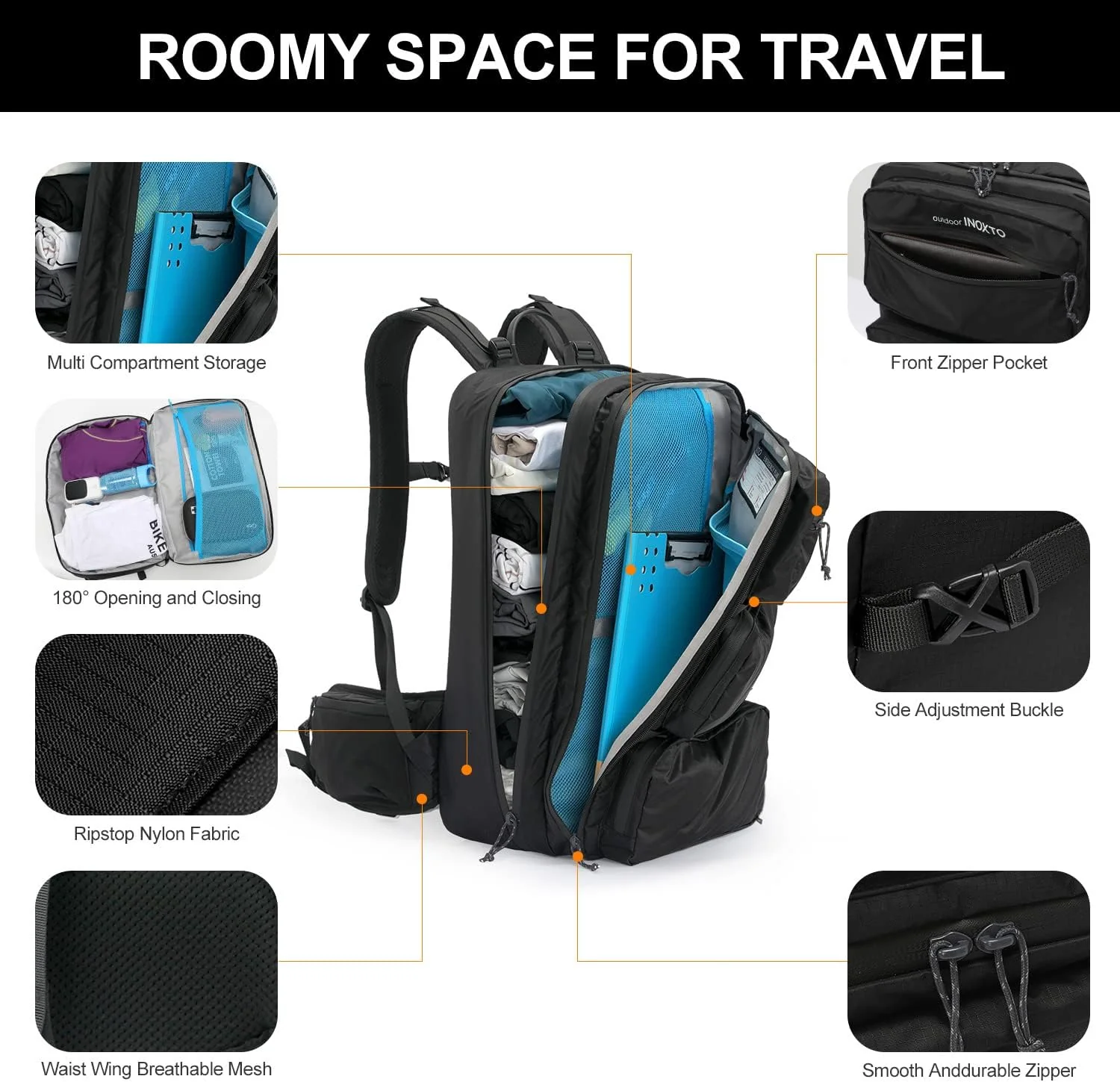 INOXTO 35 Travel  Daypack, Flight Approved Carry on Backpack - Image 10