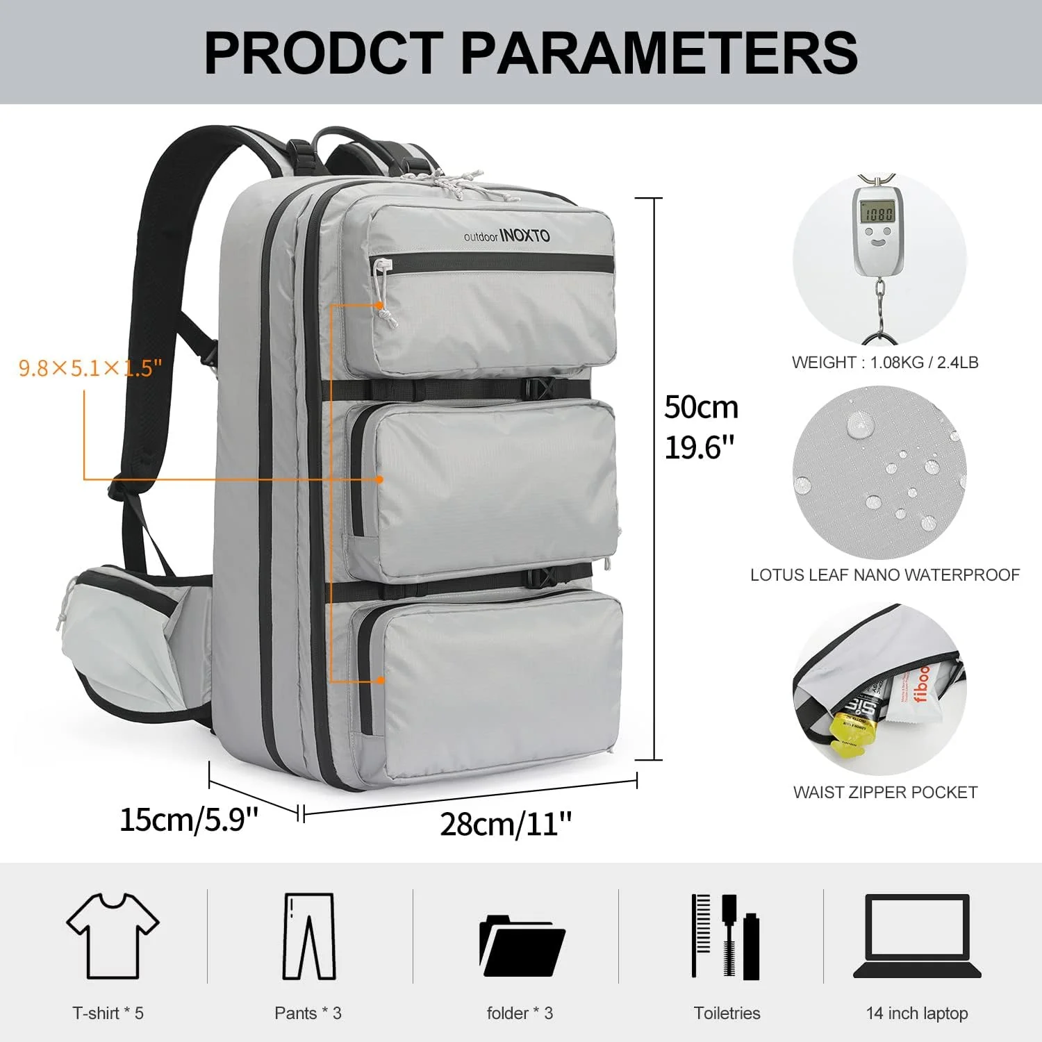 INOXTO 35 Travel  Daypack, Flight Approved Carry on Backpack - Image 7