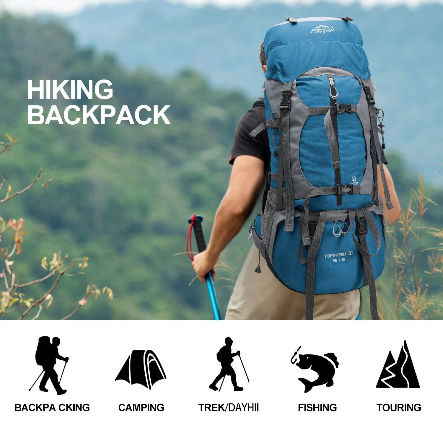 INOXTO 65/85L Lightweight Backpack - Image 11