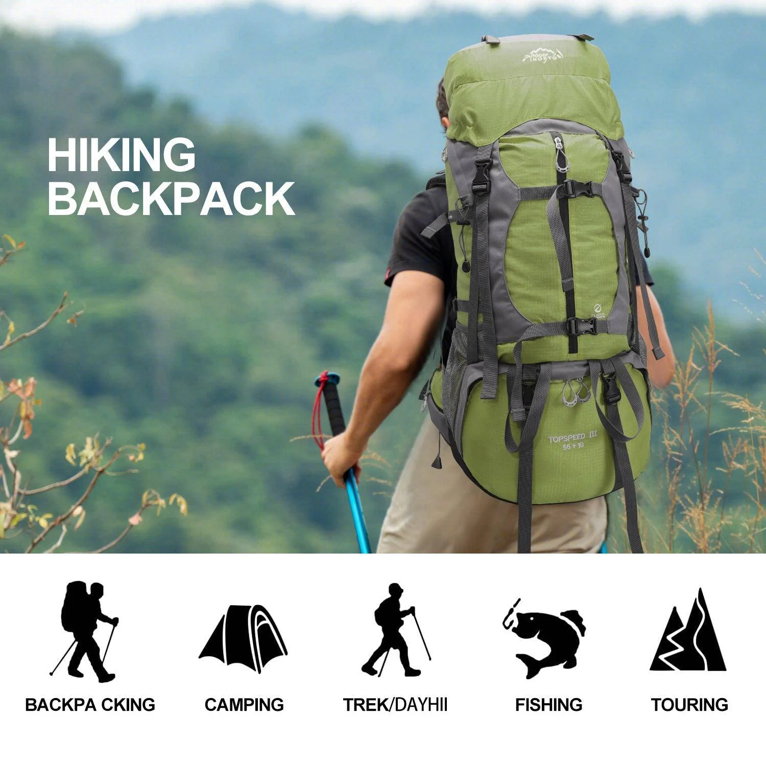 INOXTO 65/85L Lightweight Backpack - Image 6